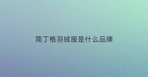 简丁格羽绒服是什么品牌(简汀净味组合官网)