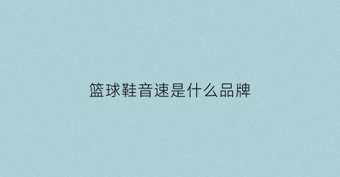 篮球鞋音速是什么品牌(超音速篮球鞋)
