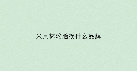 米其林轮胎换什么品牌(米其林轮胎换什么品牌最好)