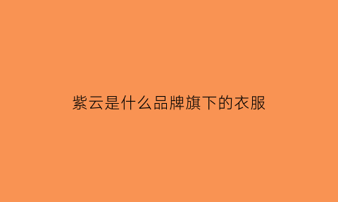 紫云是什么品牌旗下的衣服