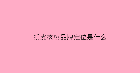 纸皮核桃品牌定位是什么(纸皮核桃品牌定位是什么样的)