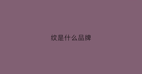 纹是什么品牌(纹是啥意思)