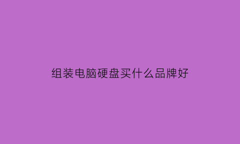 组装电脑硬盘买什么品牌好