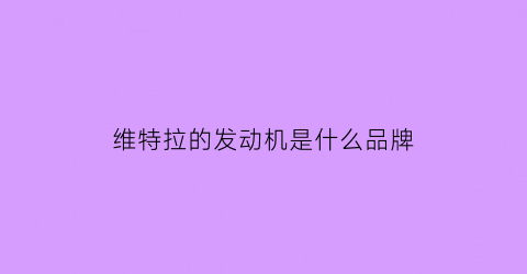 维特拉的发动机是什么品牌(维特拉发动机号码在哪里)