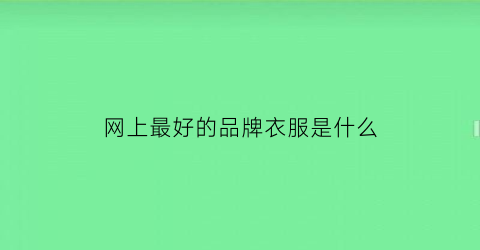 网上最好的品牌衣服是什么(网上哪家衣服好看)