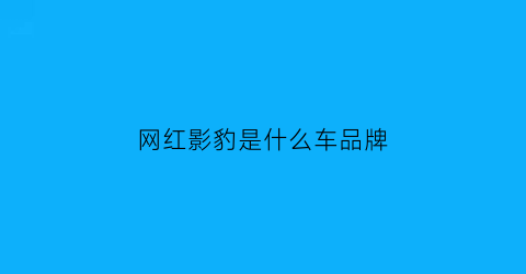 网红影豹是什么车品牌(网红影豹是什么车品牌的)
