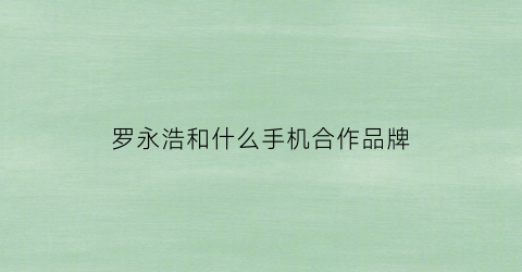 罗永浩和什么手机合作品牌(罗永浩和什么手机合作品牌)