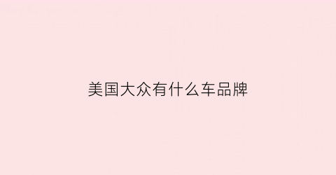 美国大众有什么车品牌(美国大众服装品牌有哪些)