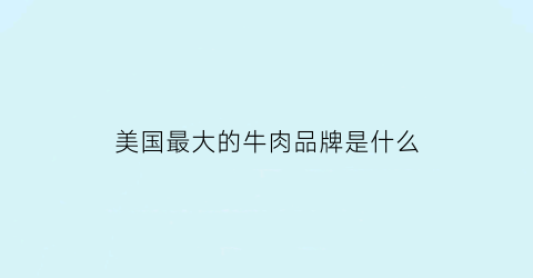 美国最大的牛肉品牌是什么(美国最大的牛肉品牌是什么牌子)
