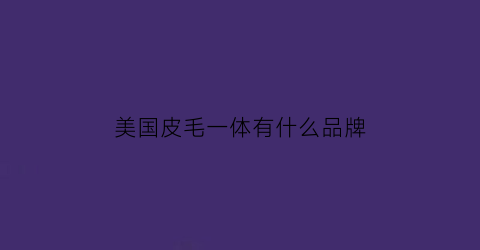 美国皮毛一体有什么品牌(国外著名的皮毛一体品牌)