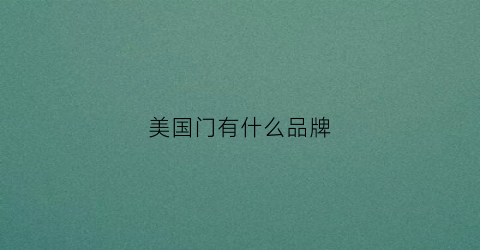 美国门有什么品牌(美国门禁品牌)