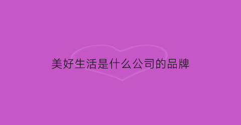 美好生活是什么公司的品牌(美好生活公司创始人)