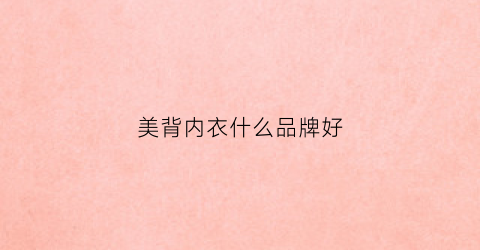 美背内衣什么品牌好(美背内衣哪种好)