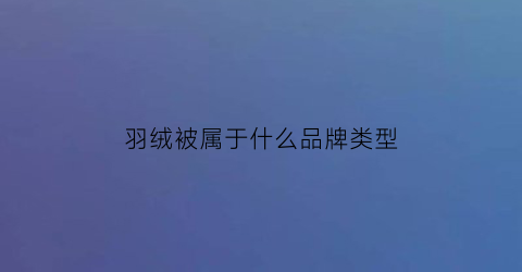 羽绒被属于什么品牌类型(羽绒被的十大品牌)