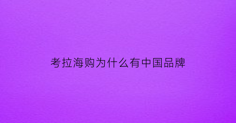 考拉海购为什么有中国品牌(考拉海购为什么那么贵)