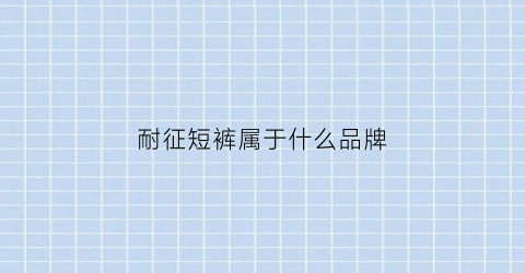 耐征短裤属于什么品牌(耐style)