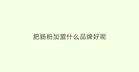 肥肠粉加盟什么品牌好呢(肥肠粉品牌店)