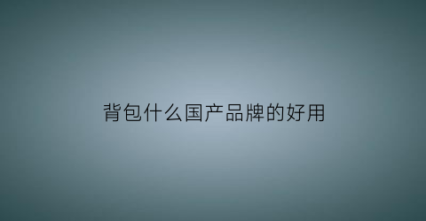背包什么国产品牌的好用(背包国内品牌)
