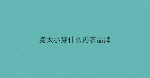 胸太小穿什么内衣品牌(胸小适合穿什么牌子内衣)