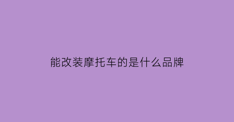 能改装摩托车的是什么品牌(可以改装的摩托车)