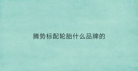 腾势标配轮胎什么品牌的(腾势质量怎么样)