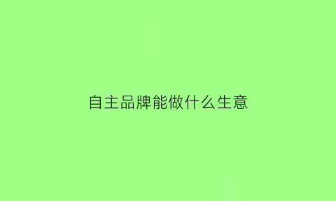 自主品牌能做什么生意(自主品牌都有什么)