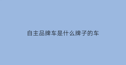自主品牌车是什么牌子的车(自主品牌是国产车吗)