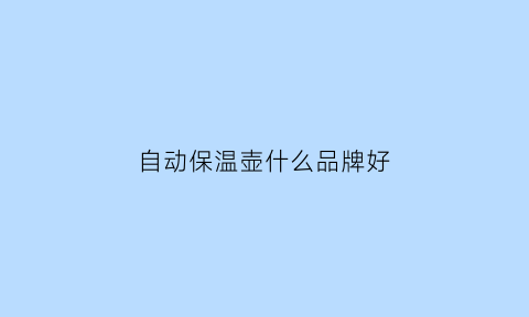 自动保温壶什么品牌好