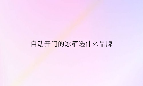 自动开门的冰箱选什么品牌