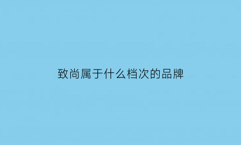 致尚属于什么档次的品牌(致尚是什么品牌)