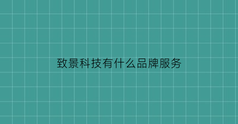 致景科技有什么品牌服务(致景科技值得加入吗)