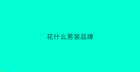 花什么男装品牌(花色男装品牌)