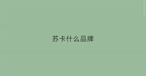 苏卡什么品牌(苏卡plate)