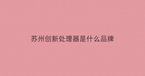 苏州创新处理器是什么品牌(苏州创新科技园)