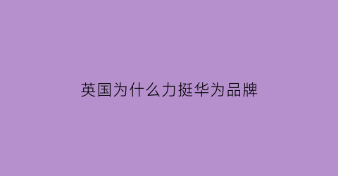 英国为什么力挺华为品牌(英国为什么开始用华为设备了)