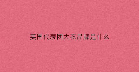 英国代表团大衣品牌是什么(英国有几个代表队)