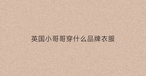 英国小哥哥穿什么品牌衣服(英国适合年轻人的男生服装品牌)