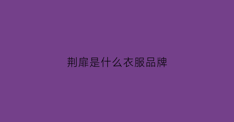 荆扉是什么衣服品牌(荆介百科)
