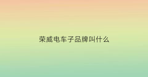 荣威电车子品牌叫什么(荣威电动车叫什么)