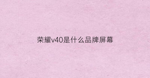 荣耀v40是什么品牌屏幕(荣耀v40屏幕是哪个厂家的)