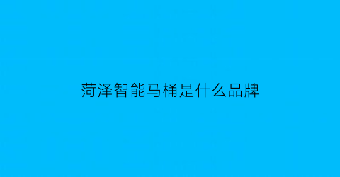 菏泽智能马桶是什么品牌