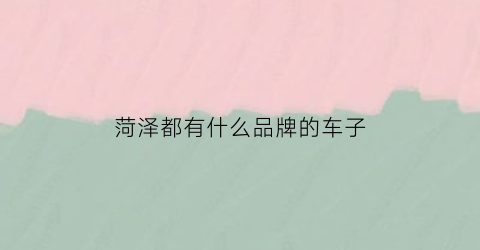 菏泽都有什么品牌的车子(菏泽suv)
