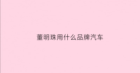 董明珠用什么品牌汽车(董明珠做的车是什么牌子)