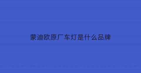 蒙迪欧原厂车灯是什么品牌(蒙迪欧大灯是什么型号的灯泡)