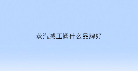 蒸汽减压阀什么品牌好(蒸汽减压阀哪个品牌质量好)