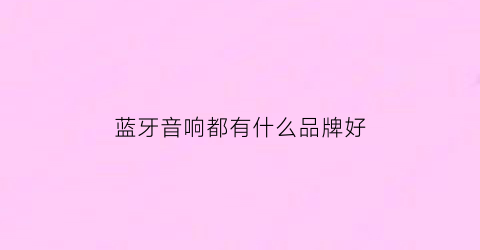 蓝牙音响都有什么品牌好(蓝牙音响什么牌子好蓝牙音响推荐排名)