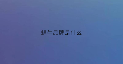 蜗牛品牌是什么(蜗牛名品)
