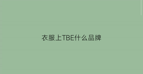 衣服上TBE什么品牌(tb什么牌子衣服商标)