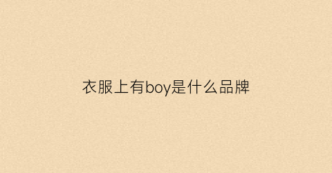 衣服上有boy是什么品牌(衣服上有boy是什么品牌标志)