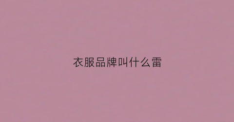 衣服品牌叫什么雷(leamia衣服品牌中文名)